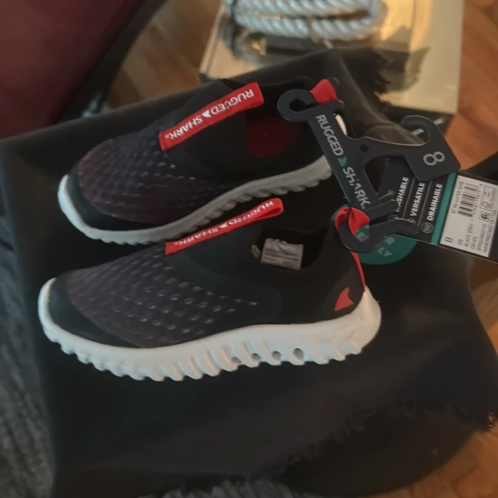 Rugged Shark Black Grey Slip-On Shoes